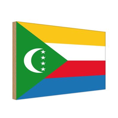 vianmo Holzschild Holzbild 20x30 cm Komoren Fahne Flagge