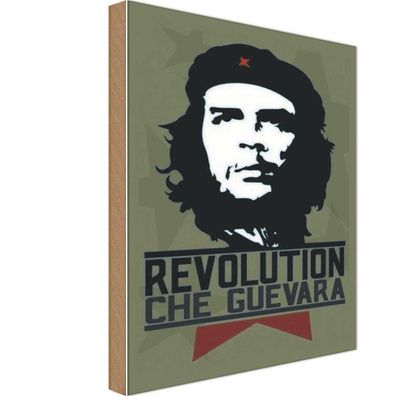 Holzschild 18x12 cm - Revolution Che Guevara Kuba