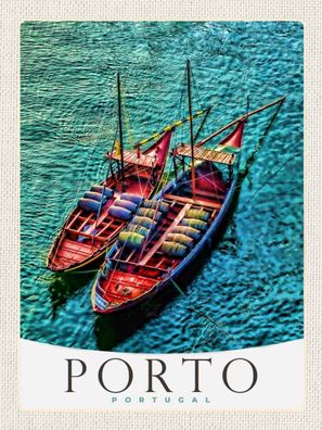 Blechschild 30x40 cm - Porto Portugal Europa Boote Meer