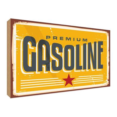 Holzschild 30x40 cm - Premum Gasoline Tankstelle Benzin