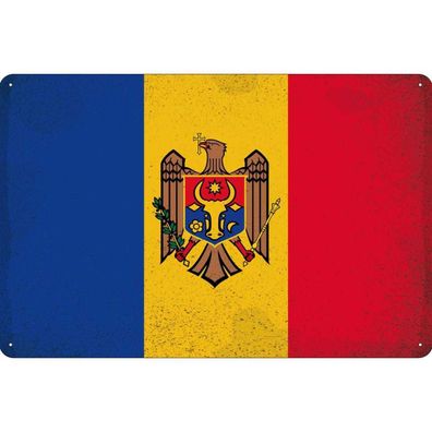 vianmo Blechschild Wandschild 20x30 cm Moldau Fahne Flagge