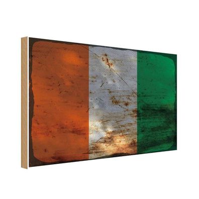 Holzschild 18x12 cm - Elfenbeinküste Ivory Coast Rost