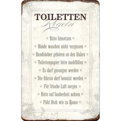 Blechschild 20x30 cm - Toiletten Regeln Haus Geschenk