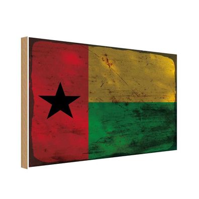 vianmo Holzschild Holzbild 30x40 cm Guinea-Bissau Fahne Flagge