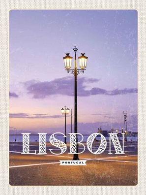 Blechschild 30x40 cm - Lisbon Portugal Sonnenuntergang