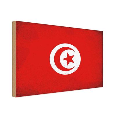 vianmo Holzschild Holzbild 30x40 cm Tunesien Fahne Flagge