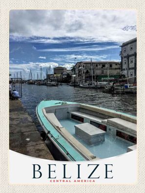 Holzschild 30x40 cm - Belize Central Amerika Boote Ufer