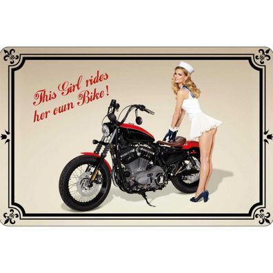 Blechschild 20x30 cm - Motorrad this girl rides her own Bike