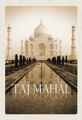 Holzschild 20x30 cm - Indien schwarz weiß Taj Mahal