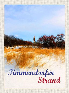 Holzschild 30x40 cm - Timmendorfer Strand Leuchtturm rot