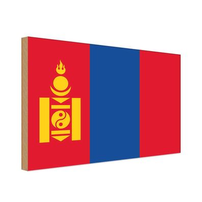 vianmo Holzschild Holzbild 30x40 cm Mongolei Fahne Flagge