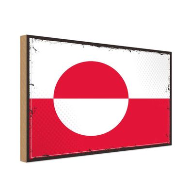 vianmo Holzschild Holzbild 30x40 cm Grönland Fahne Flagge