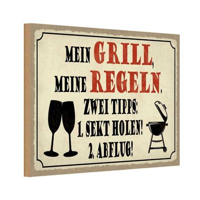 Holzschild 20x30 cm - mein Grill meine Regeln 2 Tipps