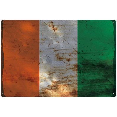 Blechschild 20x30 cm - Elfenbeinküste Ivory Coast Rost