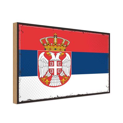 vianmo Holzschild Holzbild 30x40 cm Serbien Fahne Flagge
