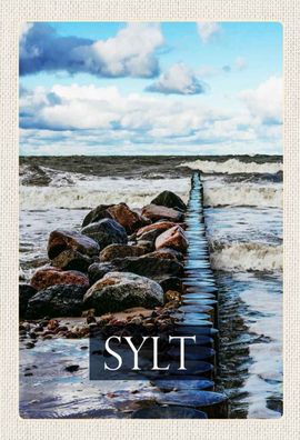 Holzschild 20x30 cm - Sylt Insel Strand Meer Ebbe und Flut