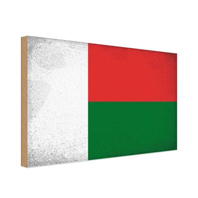 vianmo Holzschild Holzbild 20x30 cm Madagaskar Fahne Flagge