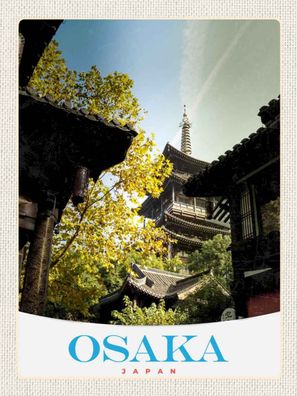 Holzschild 30x40 cm - Osaka Japan Asien Häuser Stadt