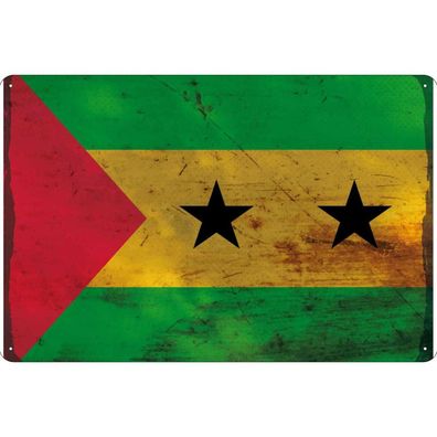 vianmo Blechschild Wandschild 30x40 cm São Tomé und Príncipe Fahne Flagge