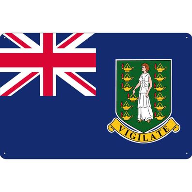 vianmo Blechschild Wandschild 30x40 cm Britischen Jungferninseln Fahne Flagge
