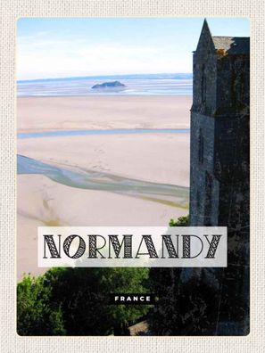 Blechschild 30x40 cm - Normandie France Meer Sand Poster