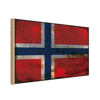 vianmo Holzschild Holzbild 30x40 cm Norwegen Fahne Flagge