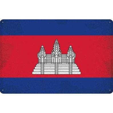 vianmo Blechschild Wandschild 30x40 cm Kambodscha Fahne Flagge