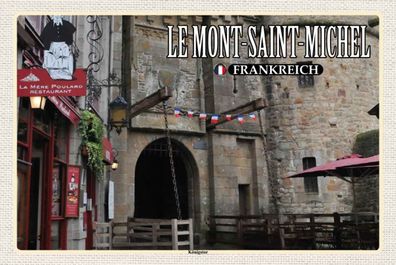 Holzschild 20x30 cm - Le Mont-Saint-Michel Frankreich Königstor