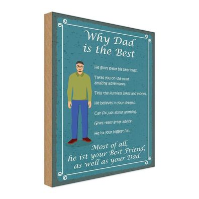 Holzschild 18x12 cm - why Dad is the best Papa bester