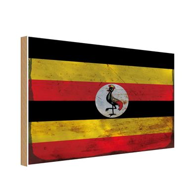 vianmo Holzschild Holzbild 30x40 cm Uganda Fahne Flagge