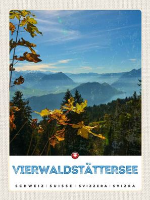Holzschild 30x40 cm - Vierwaldstättersee Wanderung Natur