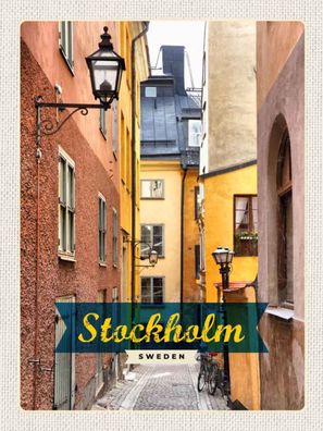 Blechschild 30x40 cm - Stockholm Schweden Altstadt Gasse