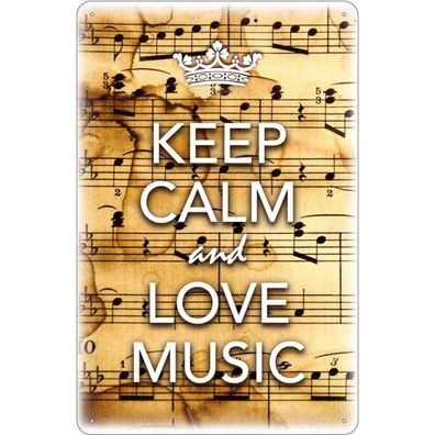 Blechschild 20x30 cm - Keep Calm and love music