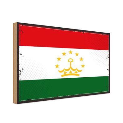 vianmo Holzschild Holzbild 30x40 cm Tadschikistan Fahne Flagge
