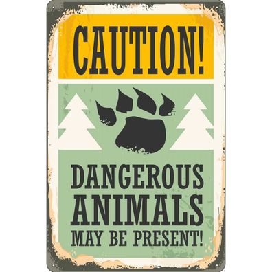 vianmo Blechschild 30x40 cm gewölbt Warnung Caution dangerous animals