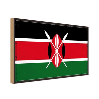 vianmo Holzschild Holzbild 30x40 cm Kenia Fahne Flagge