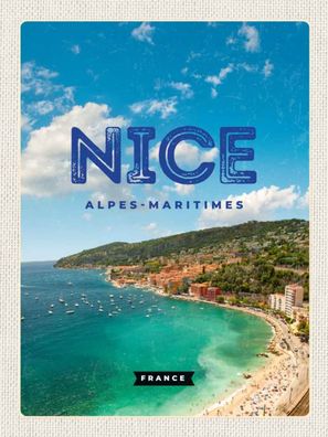Holzschild 30x40 cm - Nice Alpes-Maritimes Panorama Bild