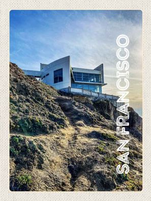 Holzschild 30x40 cm - San Francisco Gebäude Gebirge Aussicht