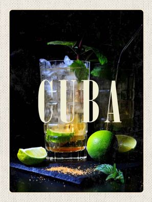 Blechschild 30x40 cm - Cuba Karibik Cocktail Limette Schild tinsign