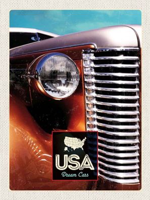Holzschild 30x40 cm - USA Amerika Auto braun Oldtimer