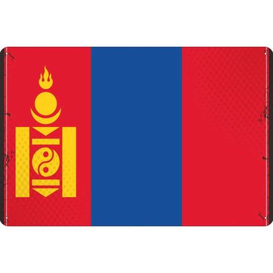 vianmo Blechschild Wandschild 30x40 cm Mongolei Fahne Flagge