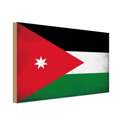 vianmo Holzschild Holzbild 30x40 cm Jordanien Fahne Flagge