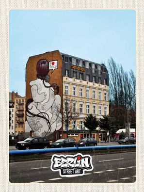 Holzschild 30x40 cm - Berlin Zusammenhalt Graffiti Schild Kurztrip tin sign