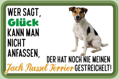 Blechschild 18x12 cm - Glück Jack Russel Terrier Hund