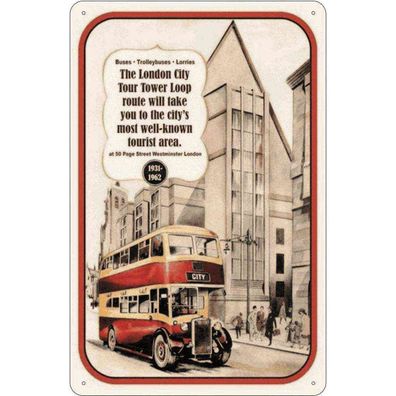 vianmo Blechschild 20x30 cm gewölbt England London City Tour 1931-1962