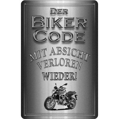 Blechschild 18x12 cm - Motorrad Biker Code mit Absicht