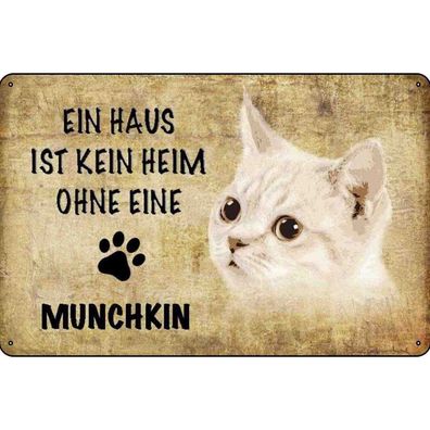 vianmo Blechschild 20x30 cm gewölbt Tier Munchkin Katze ohne kein Heim