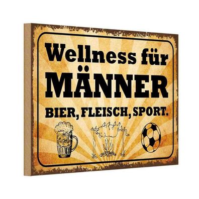 vianmo Holzschild 20x30 cm Männer Frauen Wellness Männer Bier Fleisch
