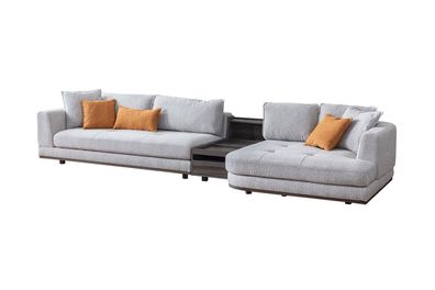 Exklusive Ecksofa L - Form Grau Wohnzimmer Eckgarnitur Couch Sofa Polster