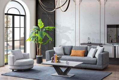 Luxus Sofagarnitur Couch Polster Set Sofa Couchen 3tlg. Couchtisch
